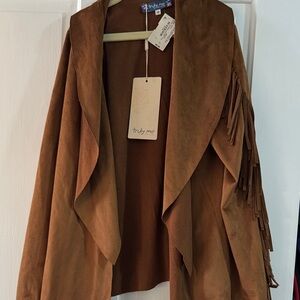 Truly Me Brown Fringe Suede Jacket